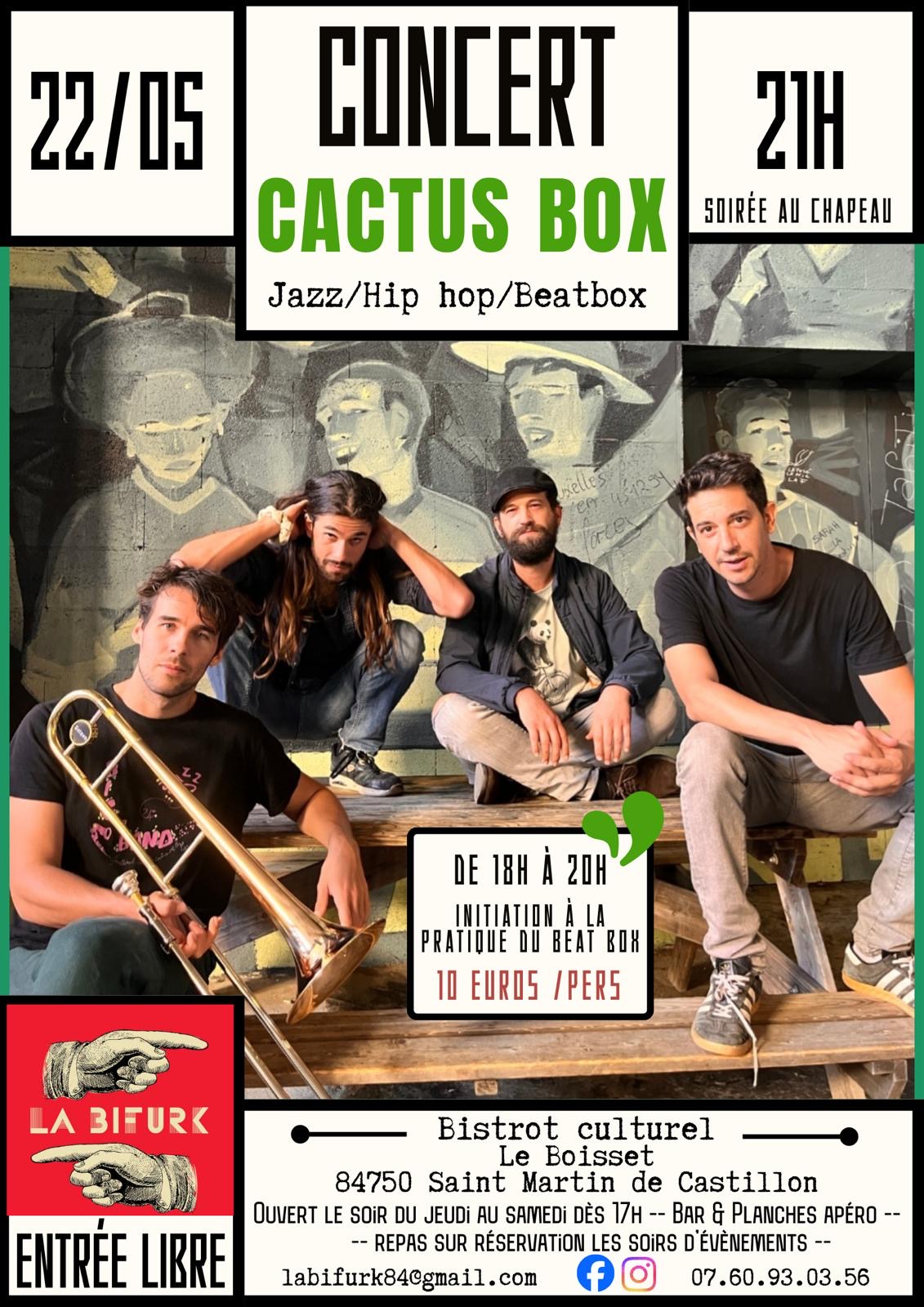 Affiche du concert Cactus Box à La Bifurk